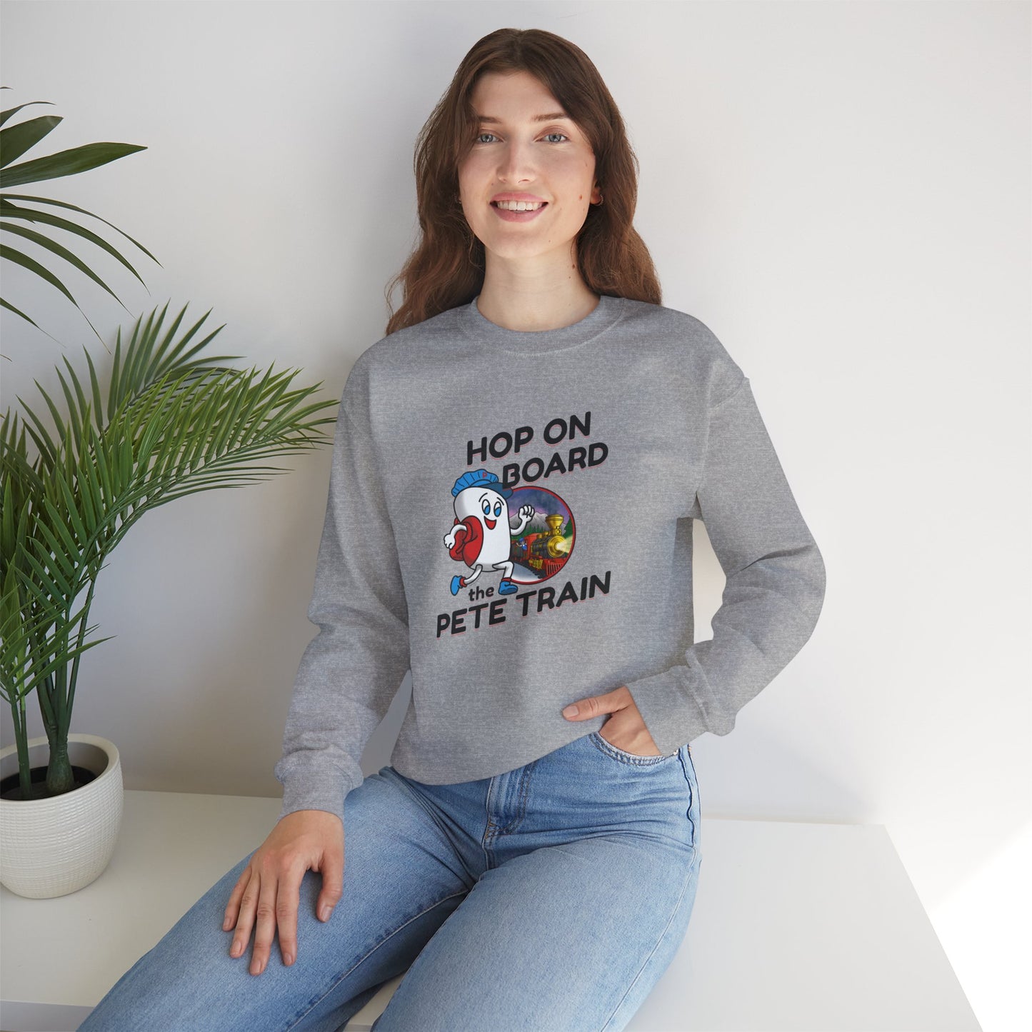 Hop On Board the Pete Train (Holiday Exclusive) | Unisex Heavy Blend™ Crewneck Sweatshirt