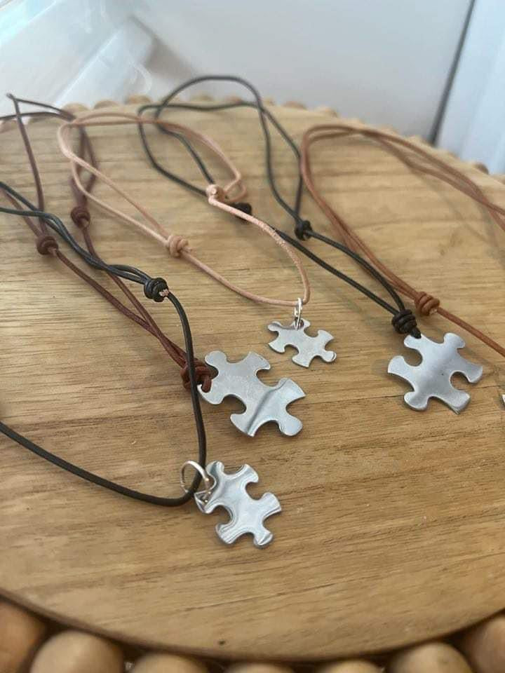 Leather Puzzle Piece Necklace