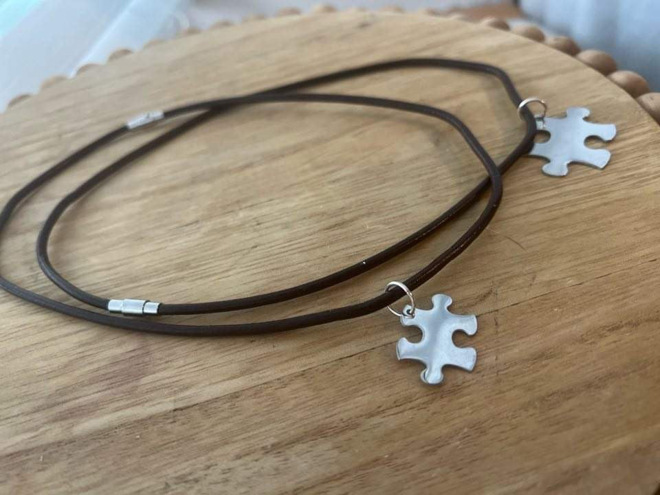 Leather Puzzle Piece Necklace